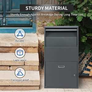 Waterproof Galvanized Steel Lockable Parcel <b>Drop</b> <b>Box</b> Outdoor Curbside Secure Mailbox Large Storage for Home Apartment Office - Product Image 5