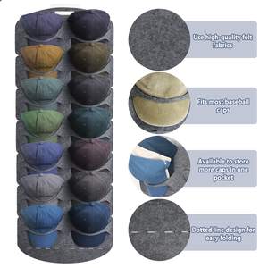 Porte-chapeau en feutre avec poches sac de rangement pour chapeau support de baseball porte-chapeau organisateur pour salle de bain porte armoire chambre - Product Image 2