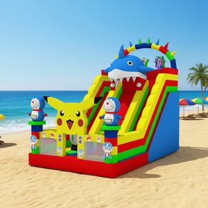 Château gonflable de sécurité pour enfants, personnalisé et coloré, avec toboggan pour jeux en plein air, parc d'attractions, saut à l'élastique - Product Image 3