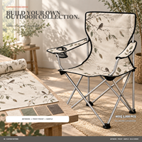Chaise de camping portable en gros avec porte-gobelet latéral et logo et motif personnalisés pour l'observation des oiseaux en extérieur