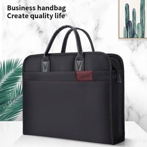 Oxford Cloth Document Organizer Pouch with Zipper PU <b>Leather</b> Laptop Bag 15 Inch Soft Waterproof <b>Briefcase</b> Bag for Men Business - Product Image 1
