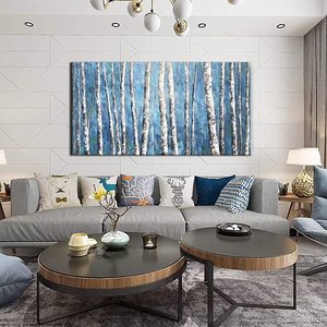 100% peint à la main salon décoration de la maison à la main <span class=keywords><strong>blanc</strong></span> <span class=keywords><strong>bouleau</strong></span> forêt abstraite peinture à l'huile toile mur art - Product Image 4