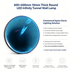 Vente en gros de luminaires muraux LED ronds personnalisés à effet miroir infini, certifiés CE RoHS, effet tunnel pour salle de jeux, bar, décoration KTV - Product Image 2