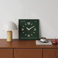 Seni Dinding Hijau Kreatif dengan Jam Kata-Kata Motivasi Jam Dinding Persegi Quartz Tanpa Suara untuk Dekorasi Kamar Tidur Ruang Tamu.