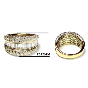 Solid 18K Yellow Gold Natural Diamond Baguette Twisted Rope Dome Micro Pave Womens Custom Chunky Statement Anniversary Ring - Product Image 5