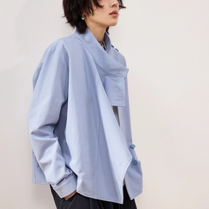 เสื้อแจ็คเก็ตฟันดาบผู้ชายผ้าทวิลคอตตอน 100% สำหรับฤดูใบไม้ผลิ ดีไซน์กระดุมแบบไม่สมมาตร เสื้อโค้ทสั้นสำหรับฟันดาบผู้ชาย ขายส่ง - Product Image 5