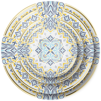 Assiettes de Dîner en Porcelaine Bleue à Motifs Floraux, Vente en Gros Direct Usine, Service de Table Vintage Style Italien en Porcelaine Fine Personnalisable