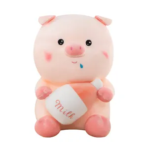 高品质可爱猪娃娃软馅动物婴儿玩具奶瓶杯猪毛绒玩具生日圣诞礼物