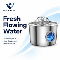 Bebedero para Mascotas de Acero Inoxidable con Ventana LED, Flujo en Espiral, Dispensador Automático con Circulación para Perros y Gatos
