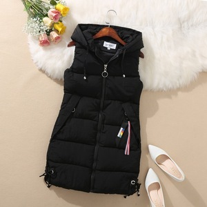 Nouveau automne et hiver dames gilet ample mi-long femmes gilet <span class=keywords><strong>grande</strong></span> <span class=keywords><strong>taille</strong></span> <span class=keywords><strong>sans</strong></span> <span class=keywords><strong>manches</strong></span> à capuche coton gilet veste pour femmes - Product Image 4