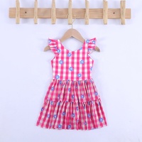 Tiaose – robe à carreaux et à fleurs pour filles, manches à volants, jupe à plusieurs niveaux, douce et légère, pour l'été, vêtements de jeu en plein air