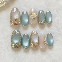 Faux ongles en amande artificiels, rouge bordeaux, avec décor spirale métallique argenté, style Y2K tendance, dégradé, réutilisables, à presser