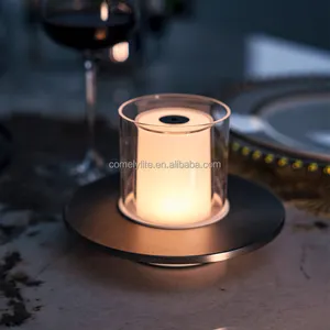 Metal Modern Li-Battery Rechargeable Table Lamp Light Touch Dimmable Candle Light Decorative Ambient Flameless LED Candle Lamp