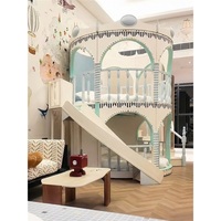 Lit superposé rond JS Durable en bois massif pour enfants avec toboggan, pour chambre de villa, ensemble de meubles sur mesure
