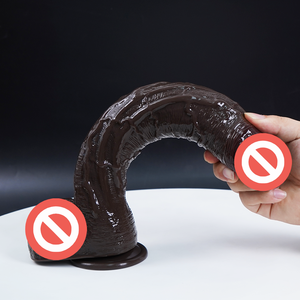 Dildo de Silicona Líquida Marrón con Ventosa Manual, Simulación de Pene, Dispositivo de Masturbación Femenina Suave, 31cm 800g, Impermeable y Ecológico - Product Image 5