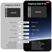Tablet Gambar Grafis Nirkabel Huion Inspiroy Dial 2 V2 Grosir, 16384 Tingkat Tekanan, untuk PC dan Ponsel