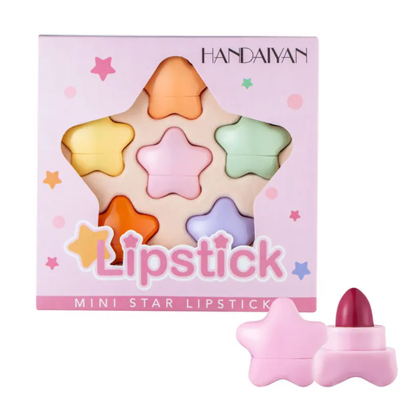 6-Farben Mini Matte Color Star Kapsel Lippenstift Set. Mini langlebige Antihaft becher. Tragbare Star Candy Farb kapsel aus Samt