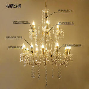 Lustre de luxe en cristal brillant pour hall d'hôtel, grand lustre <span class=keywords><strong>Empire</strong></span>, éclairage de mariage en cristal doré pour villa - Product Image 2