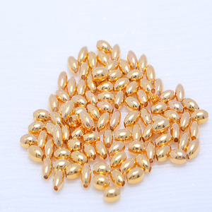 <span class=keywords><strong>Perline</strong></span> geometriche a doppio piano con piccolo foro di rame accessori 18k placcato oro 5mm cilindrico a forma di grano di riso distanziatore <span class=keywords><strong>perline</strong></span> - Product Image 3