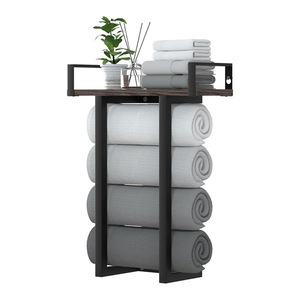 Wall Mounted Wooden Towel Rack With <b>Shelf</b> 4 <b>Bar</b> Storage Organizer For Bathroom Home Use - Product Image 5