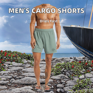 กางเกงขาสั้นคาร์โก้ผู้ชาย ผ้าไนลอนตาข่ายพิมพ์ลาย เป็นมิตรกับสิ่งแวดล้อม สวมใส่สบายสำหรับฤดูร้อน กางเกงว่ายน้ำแบบแห้งเร็ว - Product Image 3