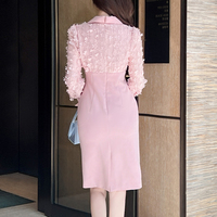 ZYHT 21412 Vêtements formels tendance, blazer à manches longues avec patchwork, robe longue décontractée pour femme de bureau, tenue professionnelle