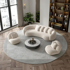 Sofa Ruang Tamu Furnitur Modern Eropa Mewah Kain Campuran Beludru Bulat Santai Berlapis Kain Sofa Chesterfield Melengkung - Product Image 1