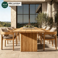 Ensemble de mobilier de jardin de luxe moderne en teck pour villa, table et chaises d'extérieur, résistant à l'eau, pour patio et resort