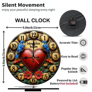 Round Wooden Wall <b>Clock</b> 25x25Cm Silent Non Ticking Decor For Shop Cafe Wall Hanging <b>Clock</b> - Product Image 3