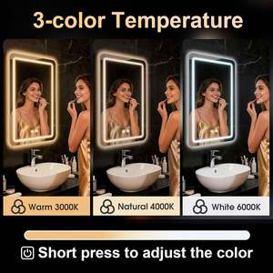 Miroir de maquillage intelligent anti-buée avec éclairage LED, écran tactile, design carré moderne, durable, facile à nettoyer, pour la salle de bain - Product Image 4