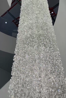 Lustre moderne pour escalier de villa duplex avec lampe LED en cristal de verre rotatif ajouré, design extra long