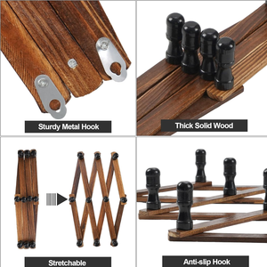 2 packs de <span class=keywords><strong>porte</strong></span>-chapeaux <span class=keywords><strong>en</strong></span> <span class=keywords><strong>accordéon</strong></span> <span class=keywords><strong>en</strong></span> <span class=keywords><strong>bois</strong></span> pour mur - Product Image 5