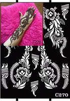 Pochoir de tatouage au henné indien éco-responsable temporaire personnalisé pour bras, motif floral, imperméable, à base de plantes, pour mariage