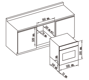 60cm 24 "Built-in forno de parede elétrico para o agregado familiar8 Funções Controle Botões Retro <span class=keywords><strong>2.3</strong></span> Pés Cúbicos 65L - Product Image 2