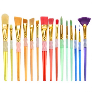 Juego de 6 pinceles de pintura al óleo para niños con mango de plástico, cerdas de nailon y virola de aluminio, para arte DIY - Product Image 2