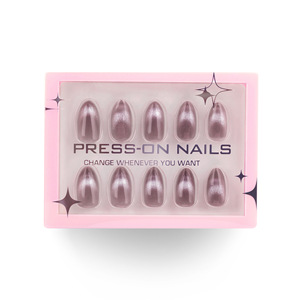 JoyStar – Nouveaux <span class=keywords><strong>faux</strong></span> <span class=keywords><strong>ongles</strong></span> minimalistes haut de gamme, œil de chat français, gris transparent, forme amande, réutilisables, courts, pour salon de manucure - Product Image 3
