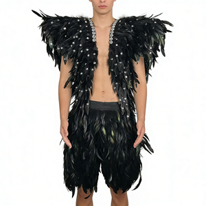 Épaulette en plumes d'oie avec accents de cristal pour tenue de festival de danse Samba, accessoire de vêtement dramatique en plumes pour l'épaule - Product Image 6
