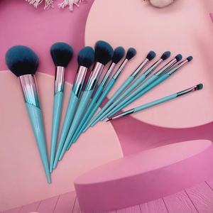 Blue Wood Handle Powder Makeup <b>Brush</b> Synthetic Hair Aluminum Ferrule Concealer Shaving Daily Face <b>Brush</b> Tool - Product Image 5