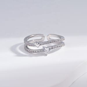 Anillos de plata de ley 925 sencillos y abiertos, joyería fina de lujo, personalizados, chapados en oro, con circonita, para mujer. - Product Image 2