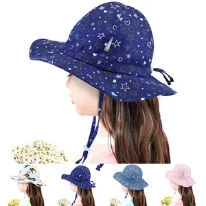 Topi Matahari Dapat Disesuaikan Anak-anak Balita, Perlindungan UV, Kerai Musim Panas, Topi Ember Merah Muda, Topi Lebar Bayi Laki-laki dan Perempuan