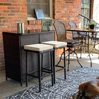 Ensemble de chaises de bar en rotin PE pour extérieur, meubles en osier avec armoire de rangement, pour jardin, balcon, bord de piscine
