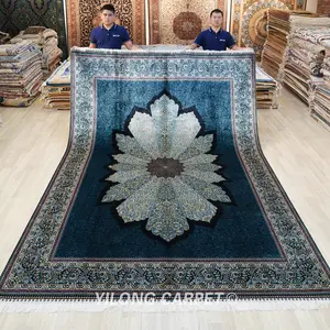 YILONG-alfombra de seda hecha a mano de gran tamaño para sala de estar, 8x11 pulgadas, Qum real
