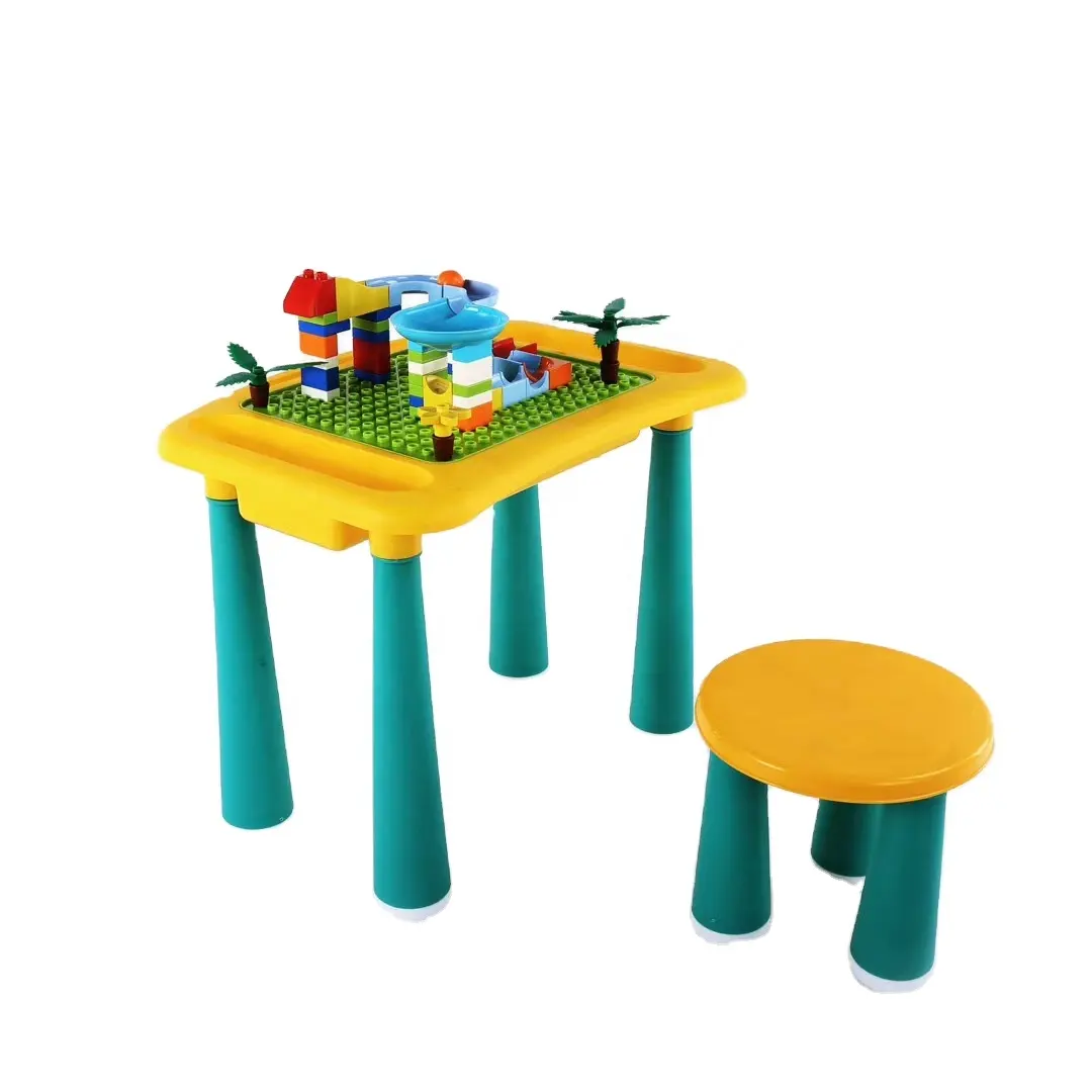 Children Plastic Multi-function 2 In 1 Building Block Desk Baby Interact Activity Learning Table Toys
