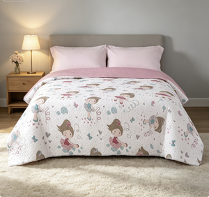 Edredón Infantil <span class=keywords><strong>Victorio</strong></span> Lucchino con Estampado Tradicional para Primavera/Verano Cubrecama Ligero de Microfibra con Diseño de Bailarinas. (90cm) - Product Image 1