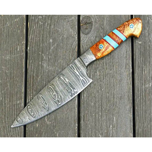 Cuchillo de Chef de Acero de Damasco Hecho a Mano de Primera Calidad, Cuchillo de Cocina Duradero para la Preparación Diaria de Alimentos, Cuchillo de Chef de Damasco Afilado como una Navaja - Product Image 2