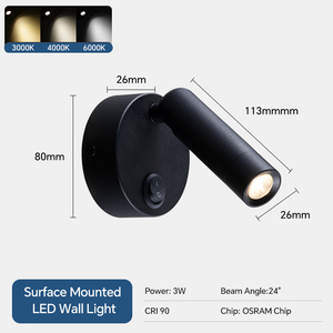 Lámpara de Pared Europea con Control Táctil, Proyector Ajustable de 360 Grados, Lámpara de Pared para Hotel, Baño, Esquina de Dormitorio, Iluminación de Pared - Product Image 2