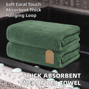 Serviette de Bain et de Cuisine en Microfibre Absorbante Épaisse en Velours Corail avec Boucle de Suspension pour la Maison - Product Image 2