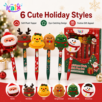 KAIX – Nouveaux Ensembles de Stylos Gel en Peluche de Noël Mignons en Gros, Stylos Gel à Encre Noire 0,5 mm pour l'Écriture Scolaire – Motif Dessin Animé