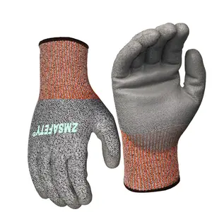 Sarung tangan pengaman, sarung tangan kulit Anti potongan, sarung tangan HPPE EN 388 telapak tangan lapis PU