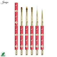 Ensemble de pinceaux professionnels pour nail art, style Halloween, or et rouge, en métal, avec étiquette privée, doublure en nylon de haute qualité, les plus populaires